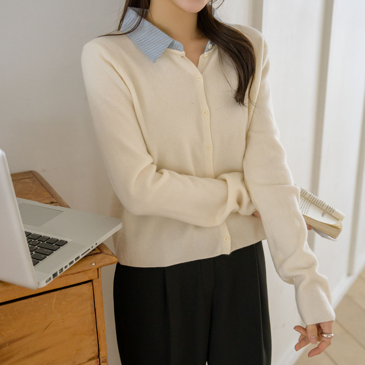 Soft Shirt Color Block Knit