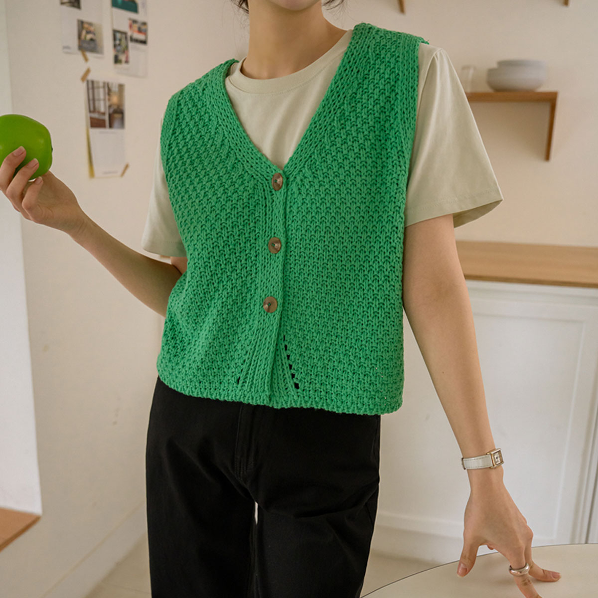 Knit Vest with Buttons