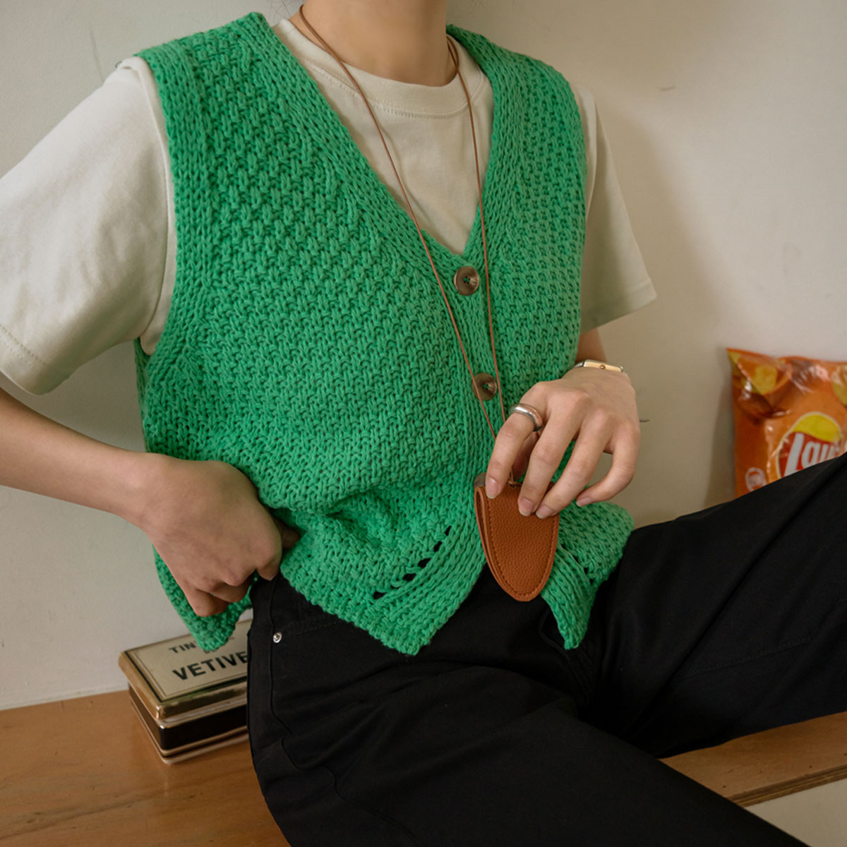 Knit Vest with Buttons