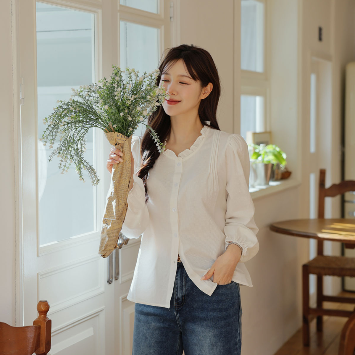 lovely pintuck frill blouse