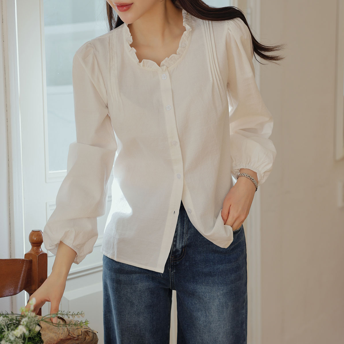 lovely pintuck frill blouse