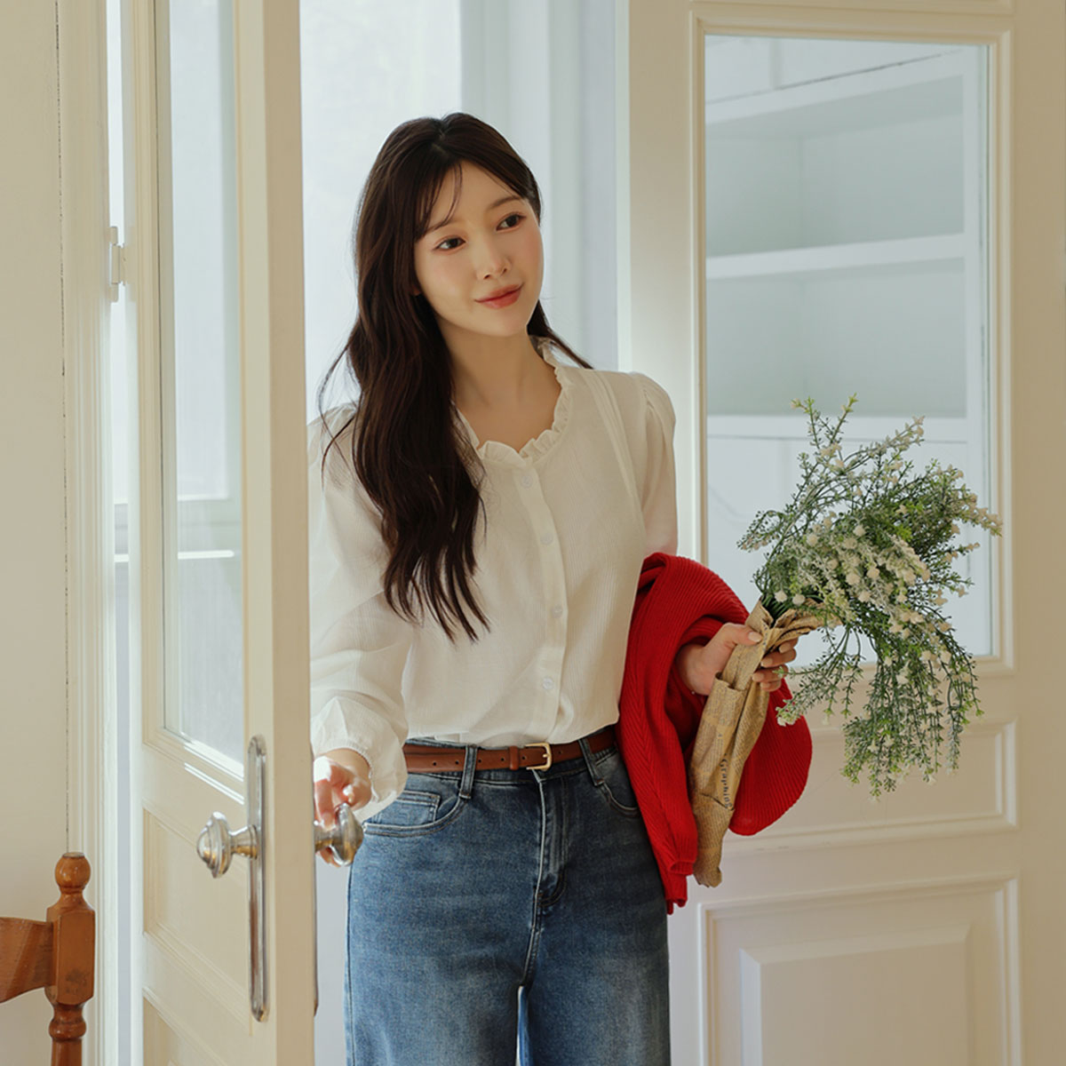 lovely pintuck frill blouse