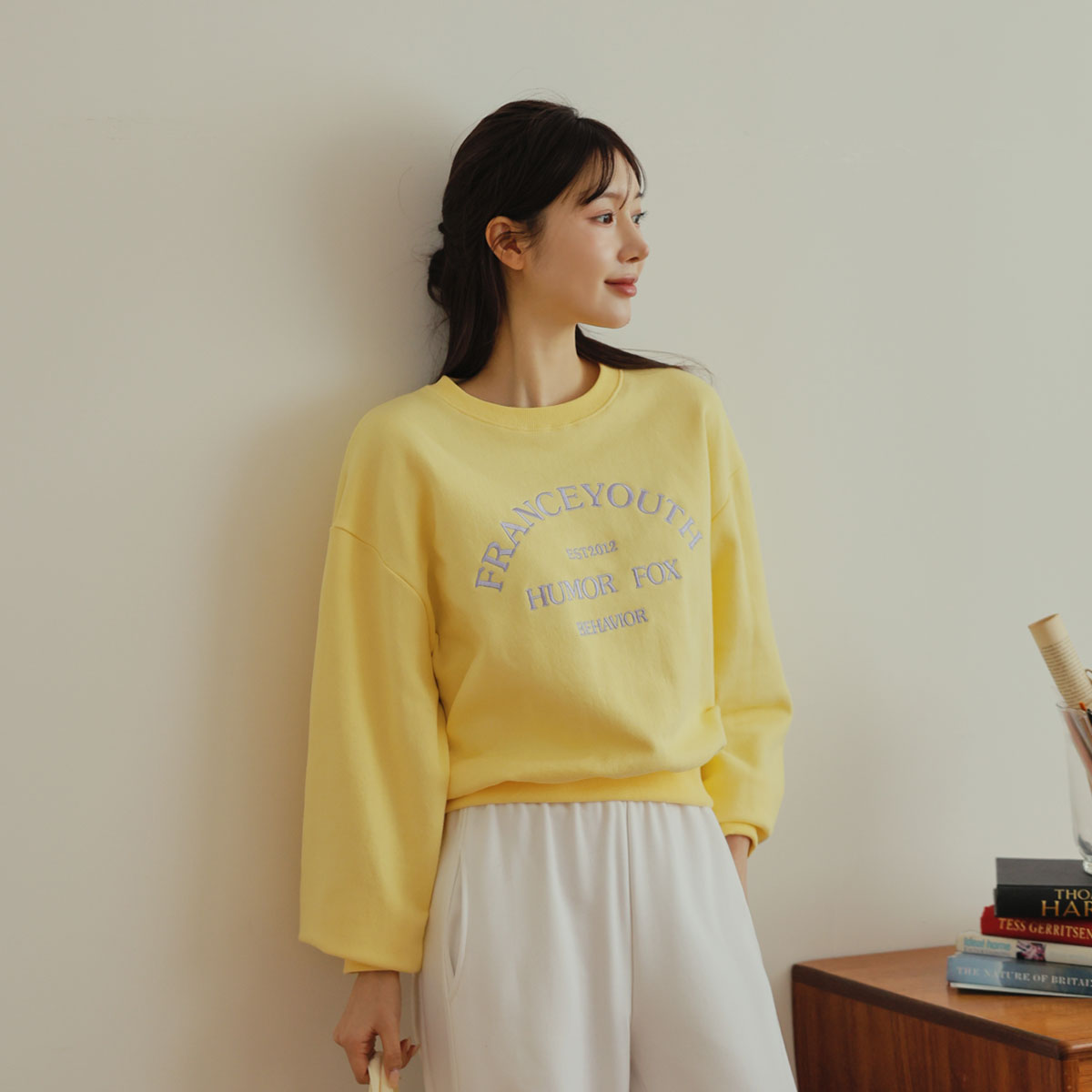 French Color Embroidered Terry Sweatshirt