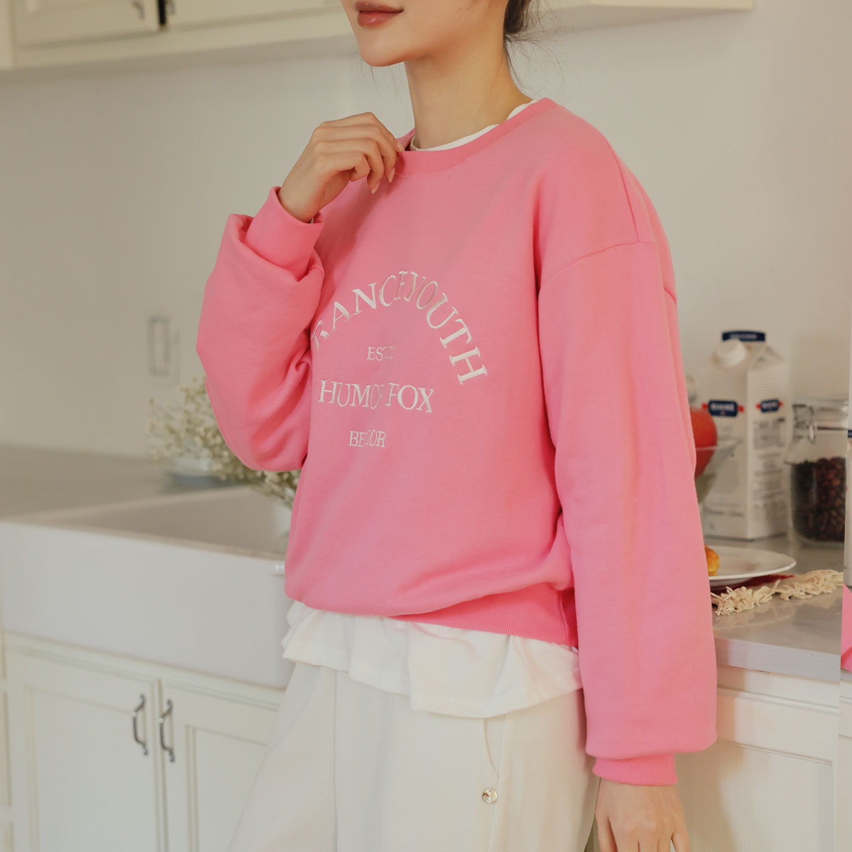 French Color Embroidered Terry Sweatshirt