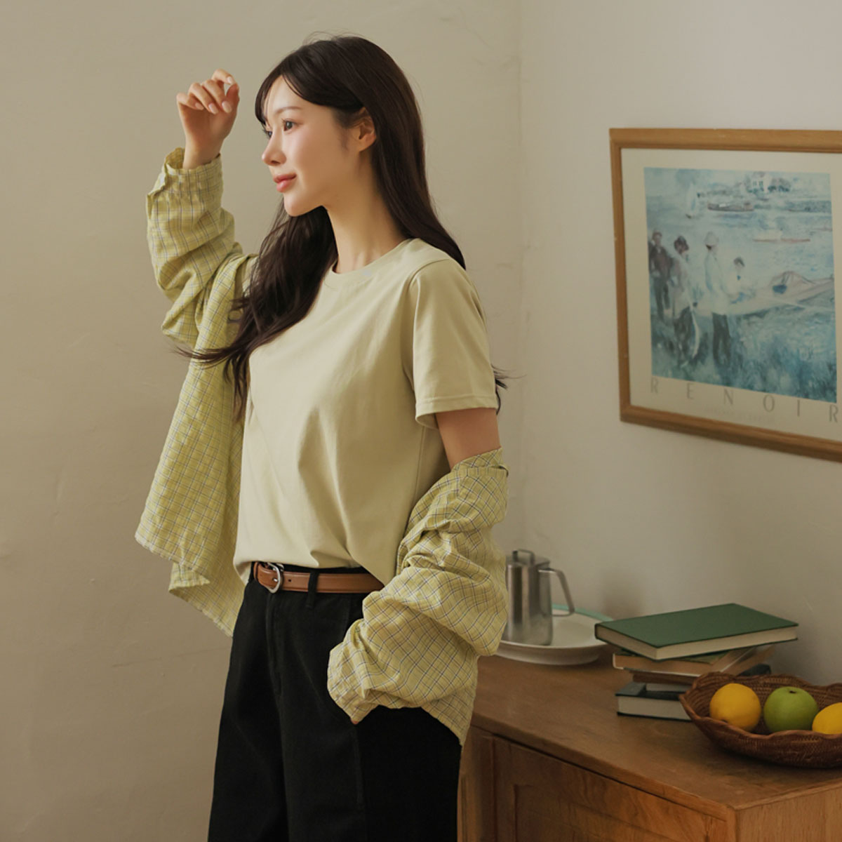 2 Types Bio-washed Semi-crop Top