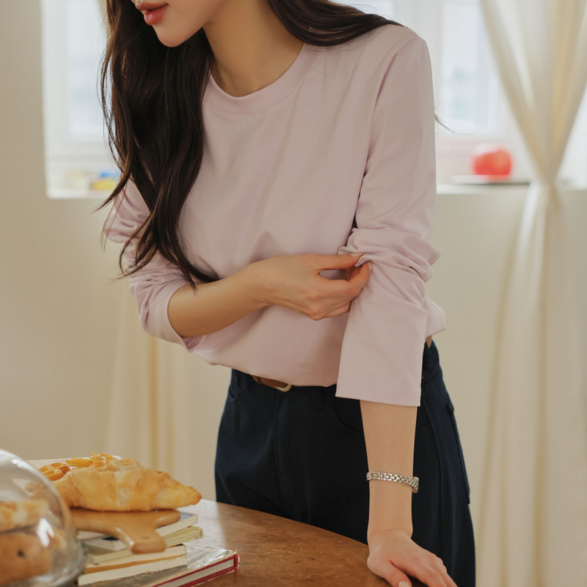 2 Types Bio-washed Semi-crop Top