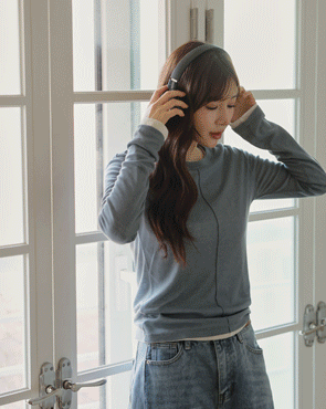 Lyocell Wool Pintuck Slim Round Tee