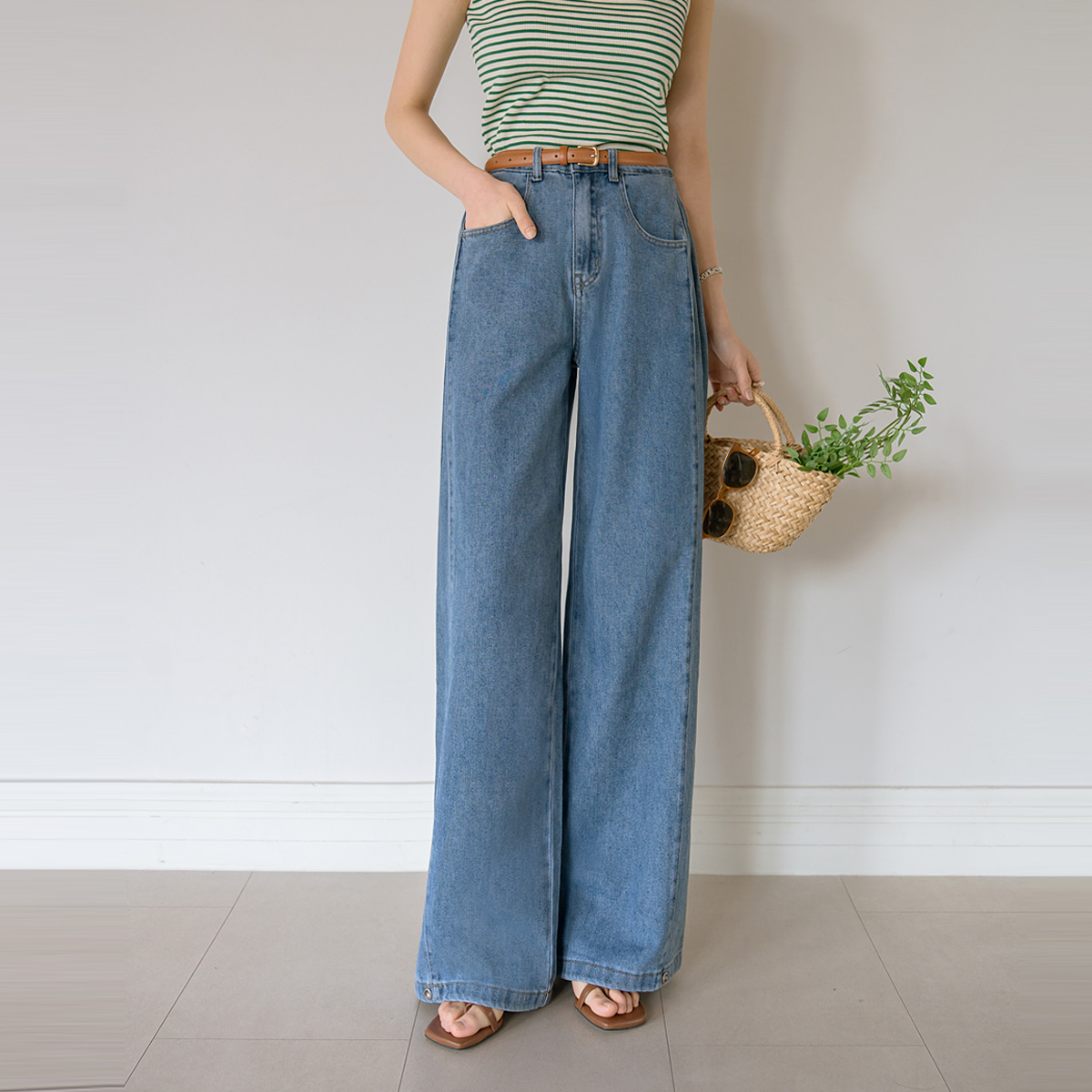 <b>[Extreme Softness]</b> 3-Type Lyocell Folding Wide Denim Pants