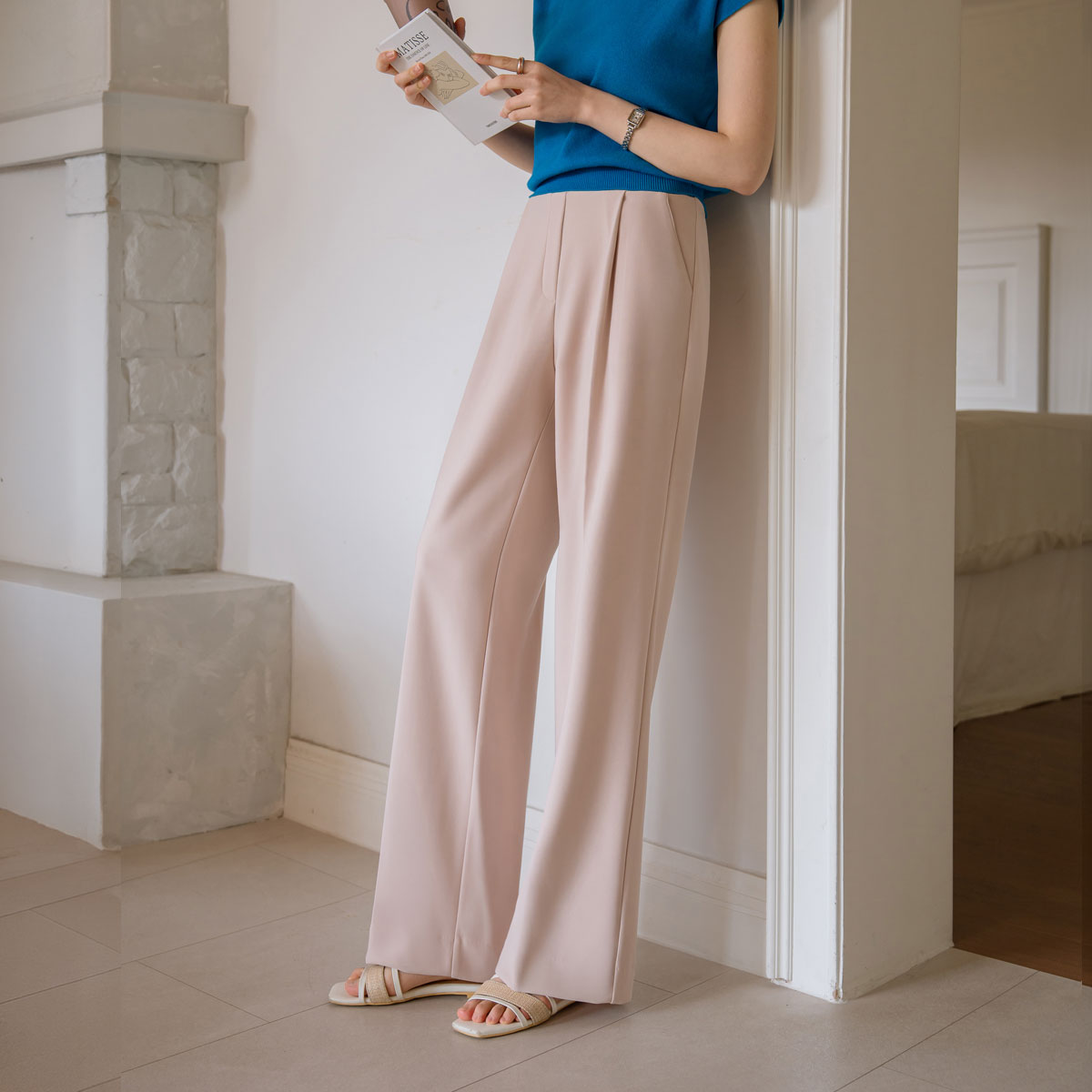 <b>[Made]</b> 2 Types Tummy Control Mochi Mom Comfortable Wide Slacks