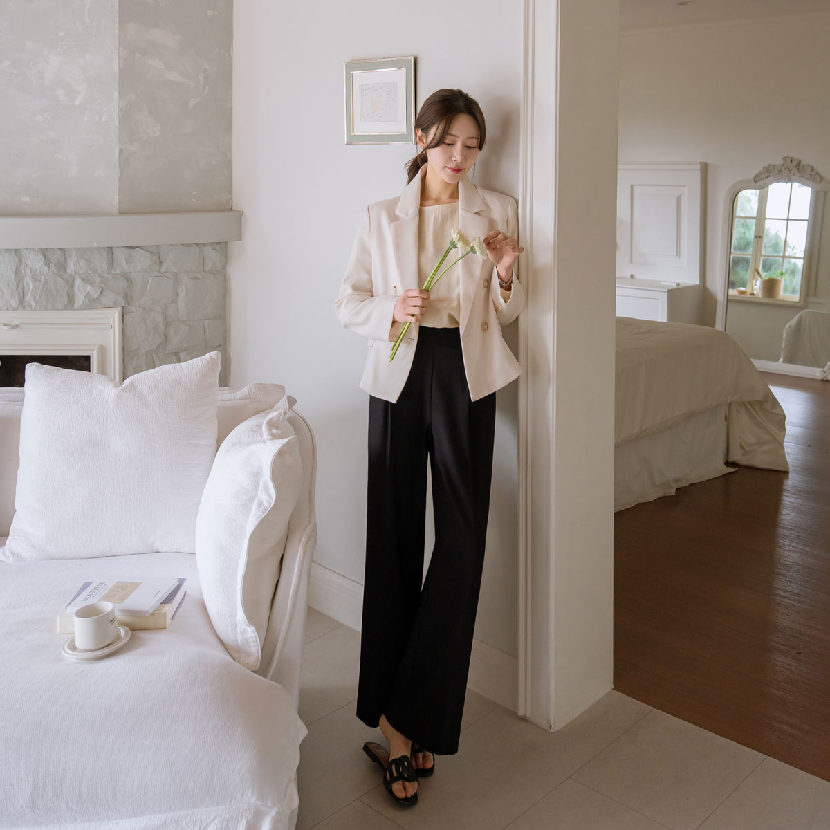 <b>[Made]</b> 2 Types Tummy Control Mochi Mom Comfortable Wide Slacks