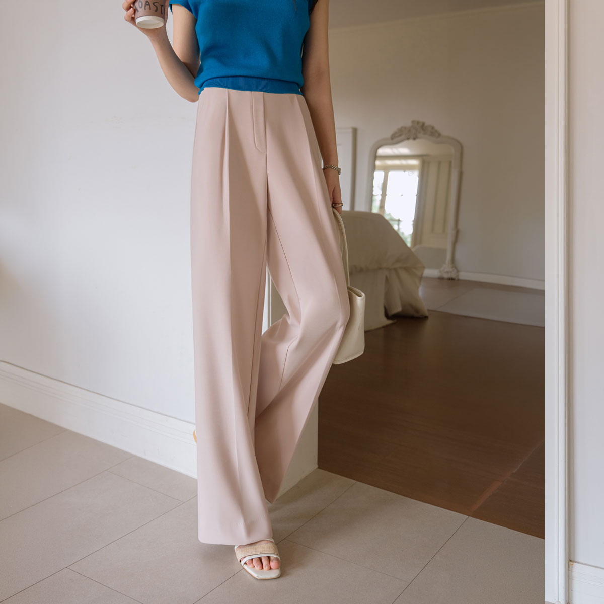 <b>[Made]</b> 2 Types Tummy Control Mochi Mom Comfortable Wide Slacks