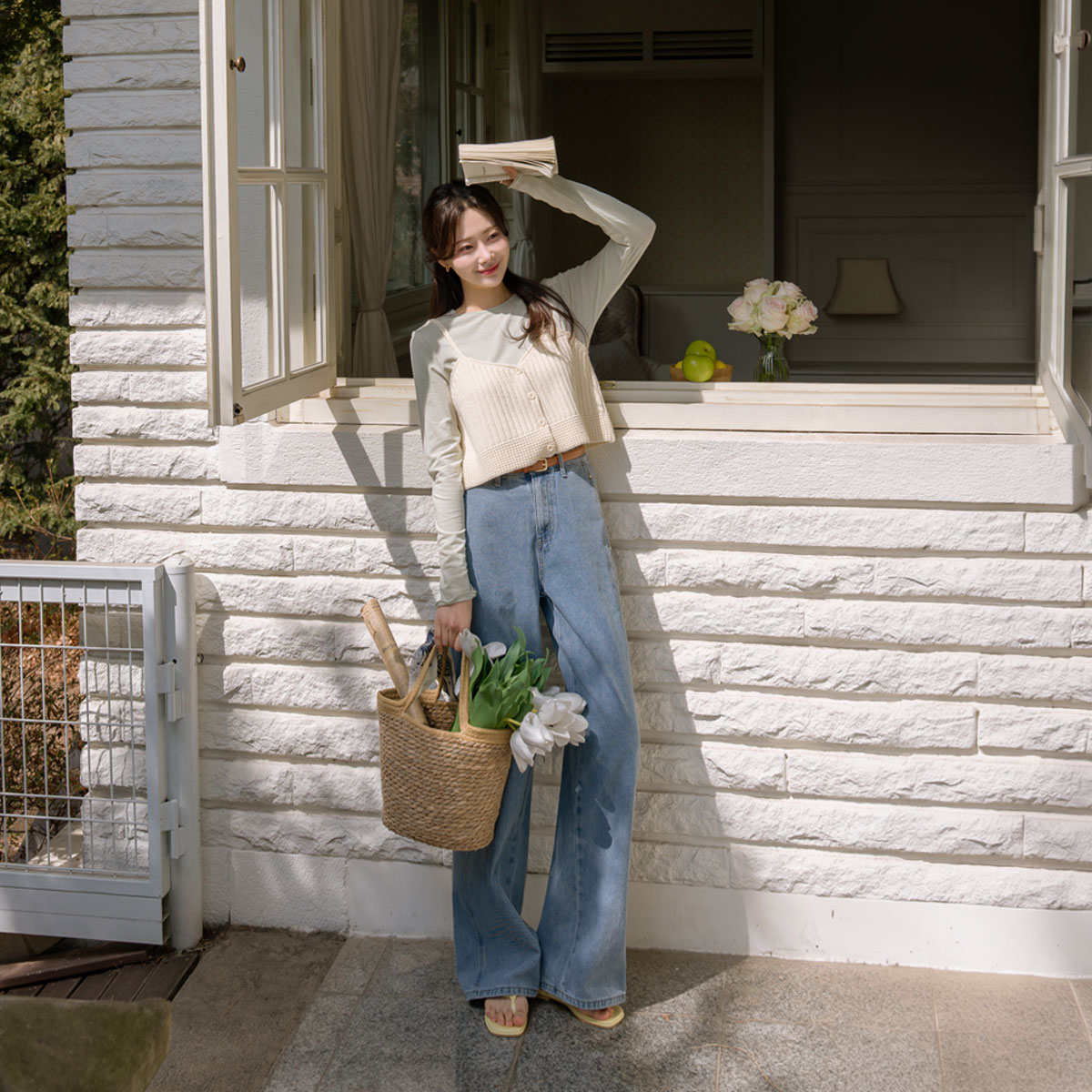 3TYPE Pocket Cut Denim Wide Pants