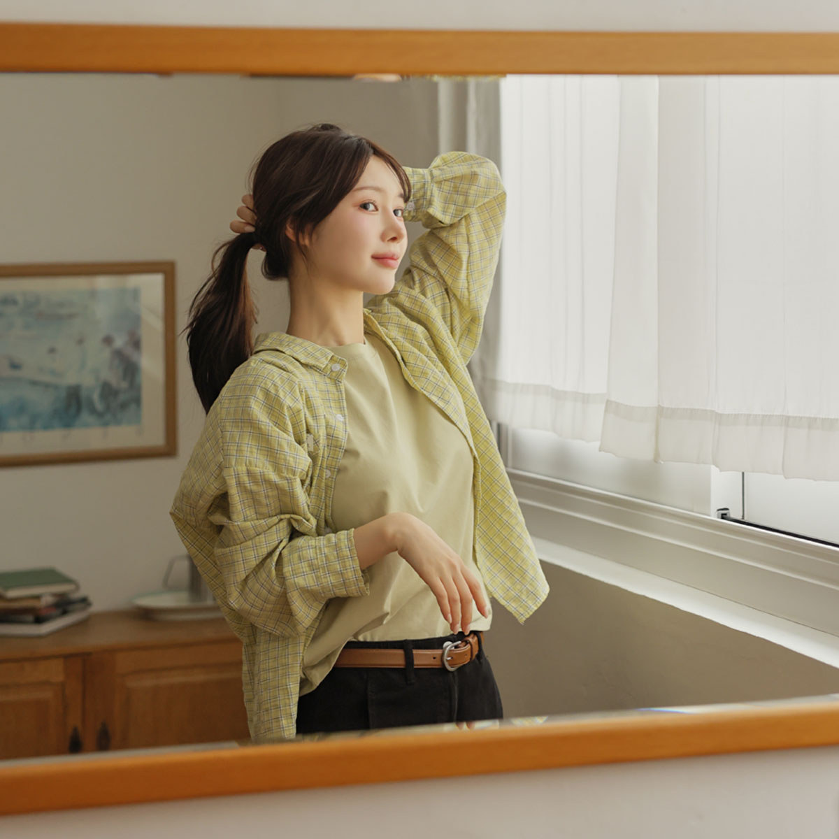 Wrinkle-resistant pocket patch check shirts