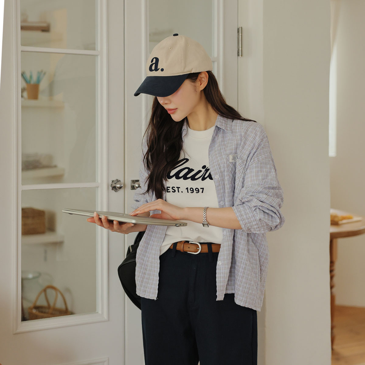 Wrinkle-resistant pocket patch check shirts