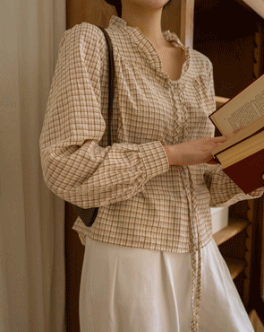 Poly Ribbon Check Blouse