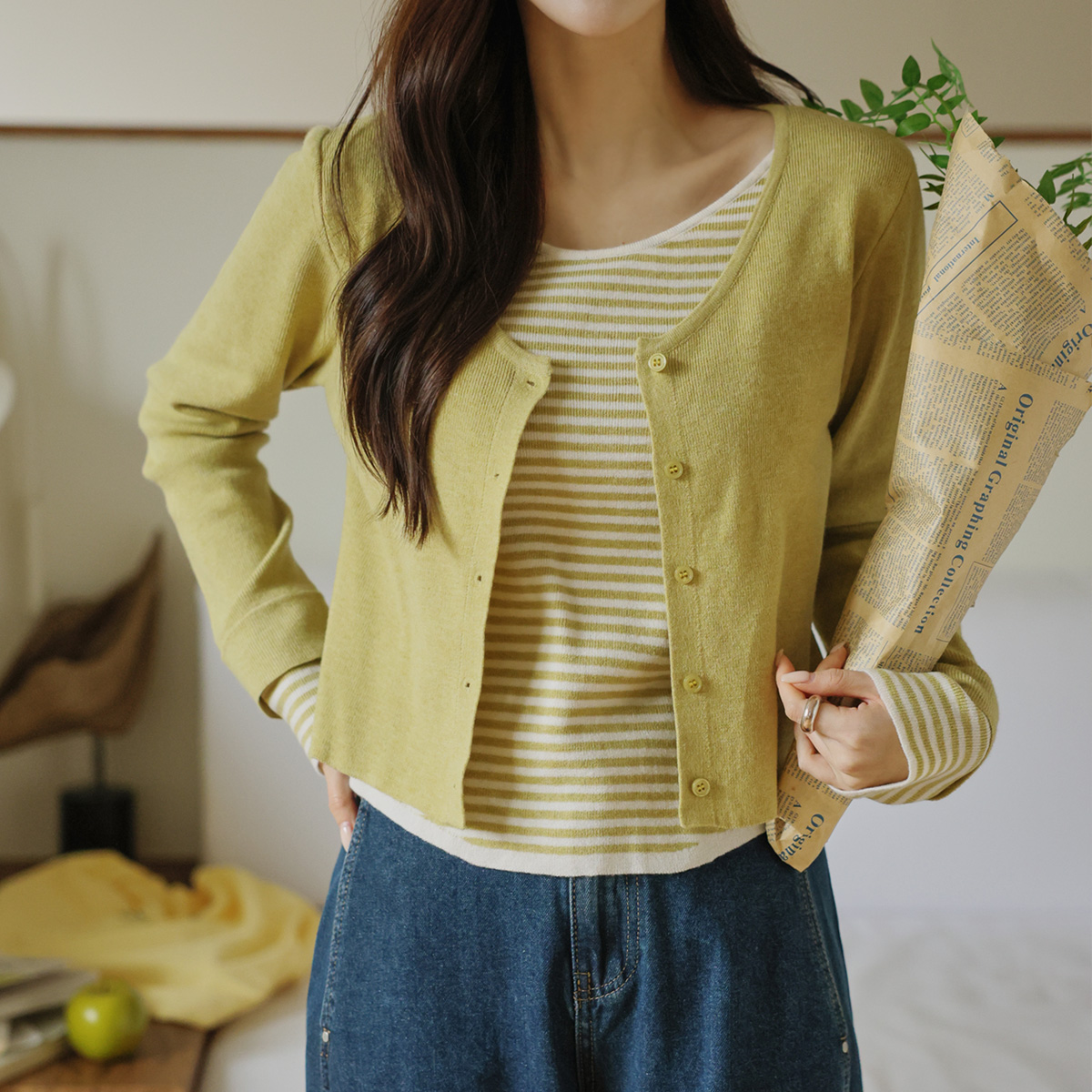 Color-block stripe double knit