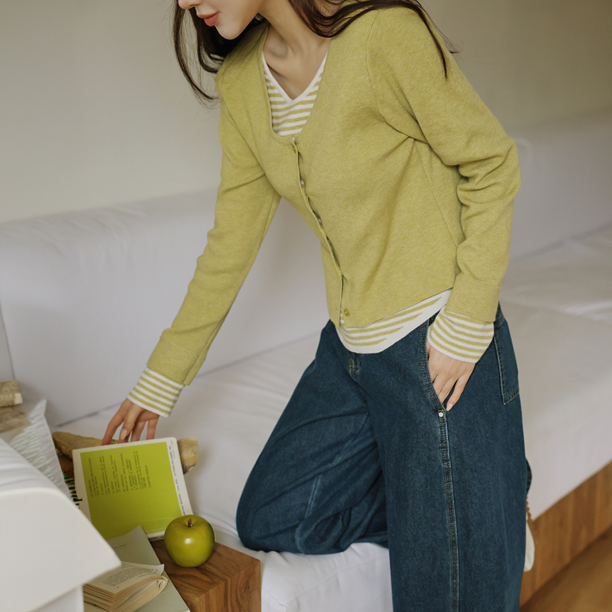 Color-block stripe double knit