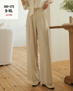 2-Type Silky Wide Pintuck Slacks