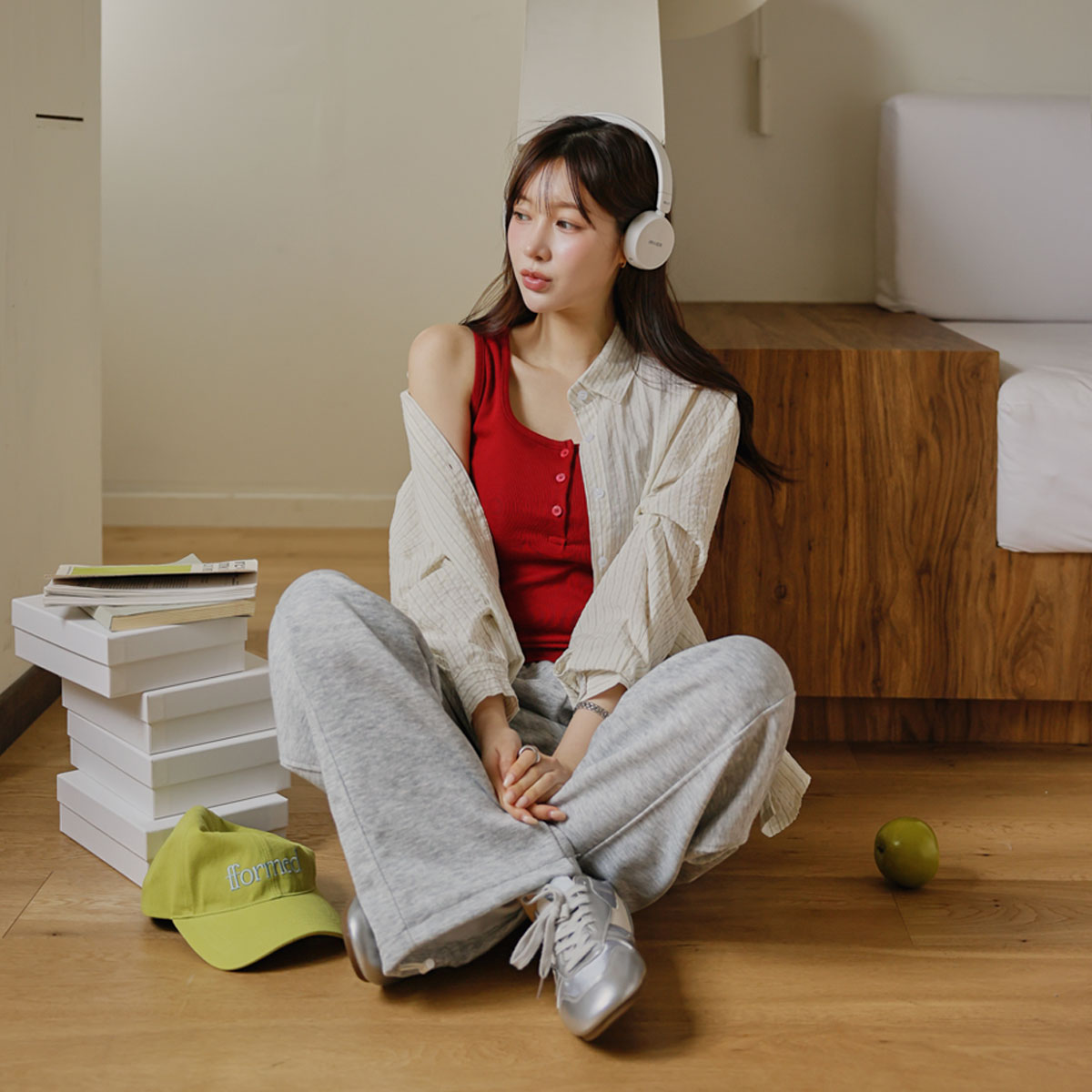 Buttoned ribbed shirt