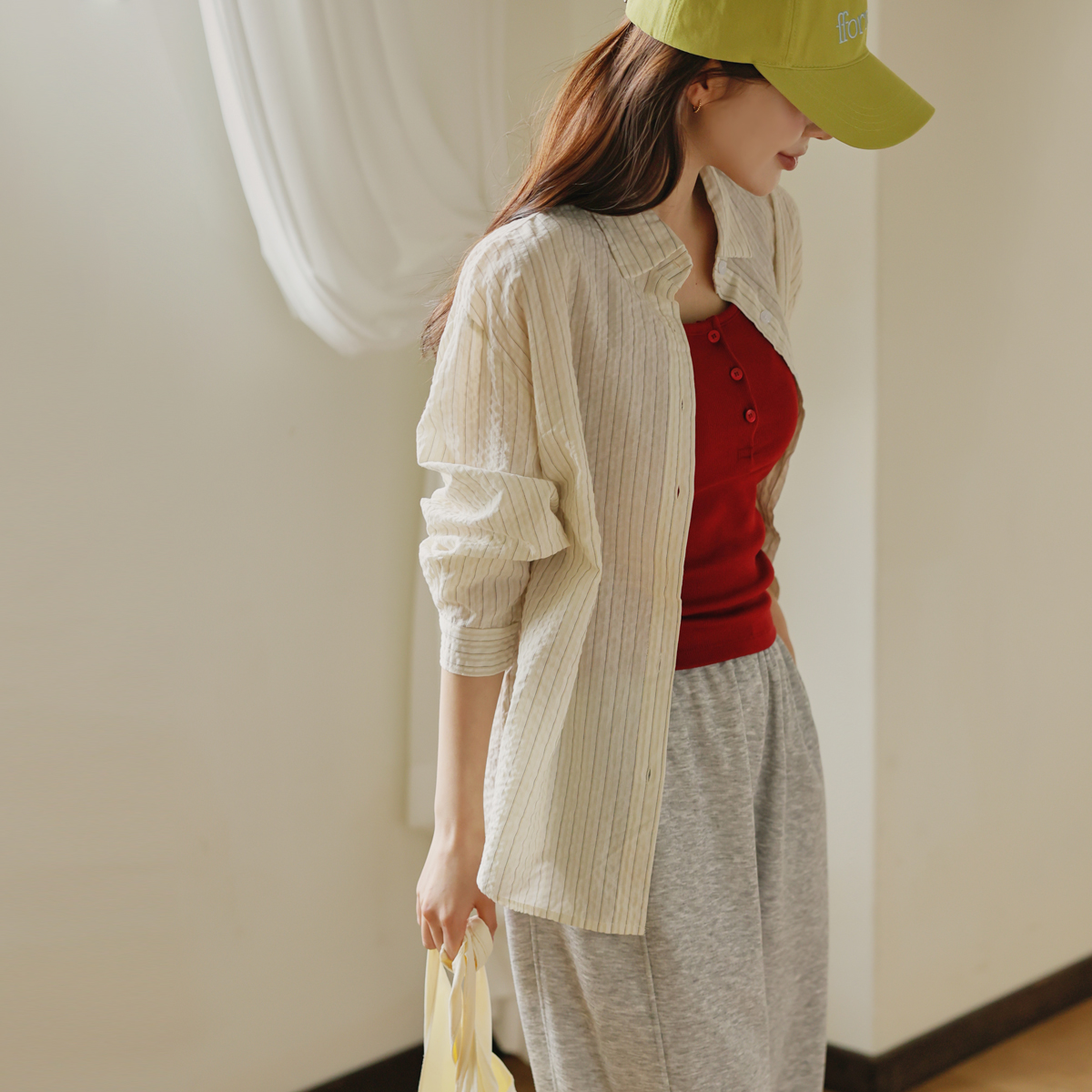 Silver pendant striped shirt