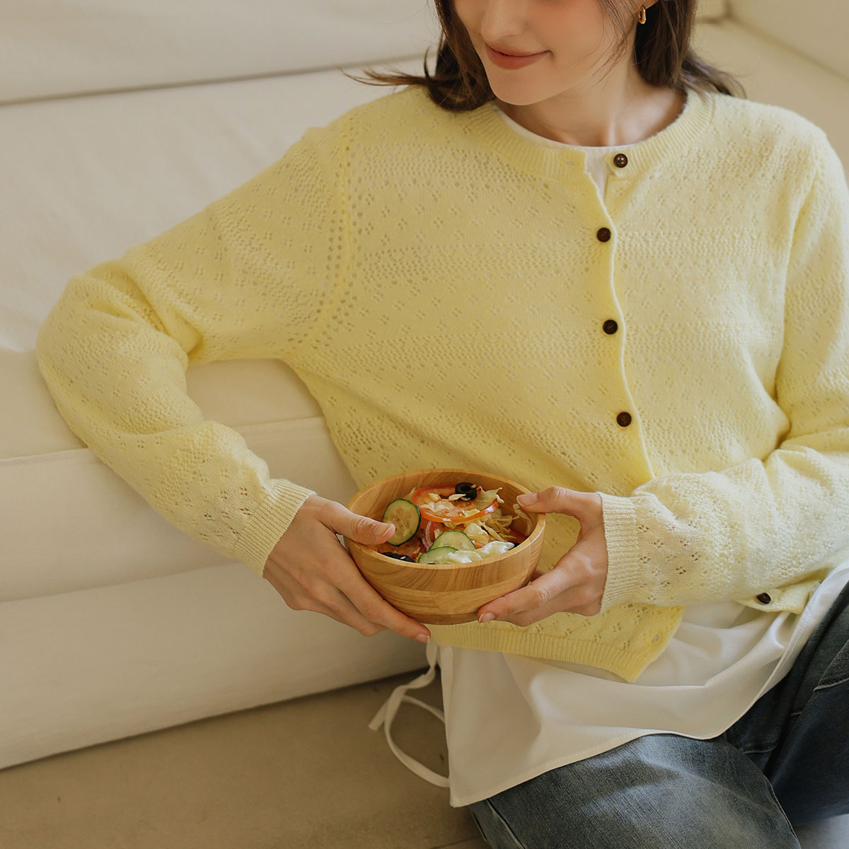 Baby's breath button punched knit