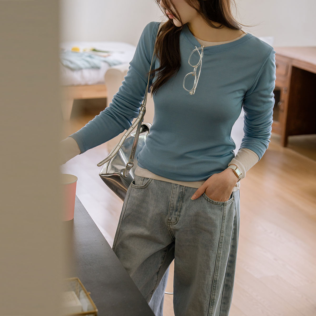 Slim Fit Lyocell Layered T-shirt