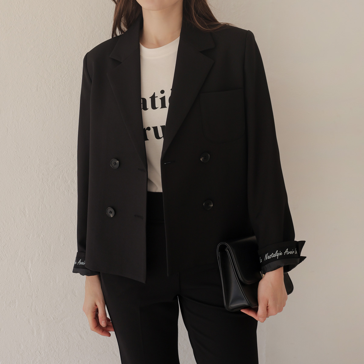 [Emblem] Lettering Bijo Double-button Jacket