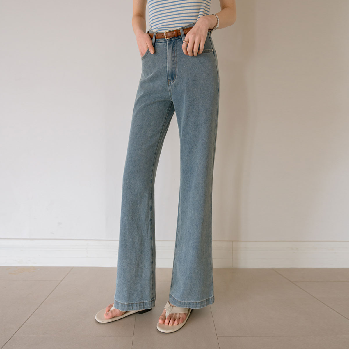 3TYPE Soft Lyocell Wide Bootcut Denim Pants