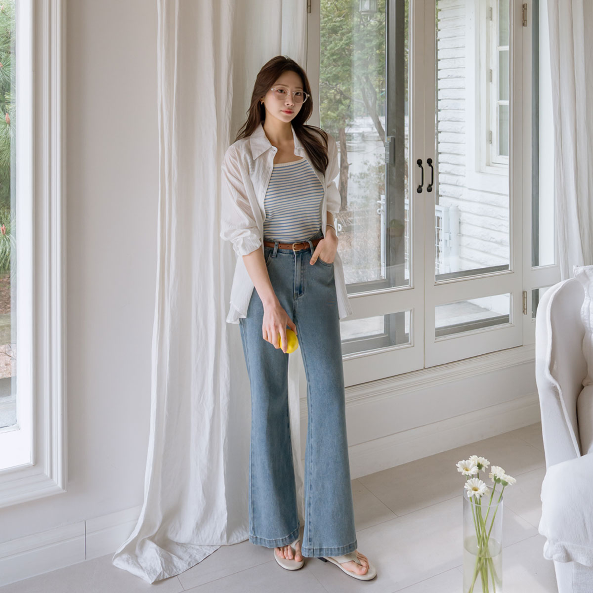 3TYPE Soft Lyocell Wide Bootcut Denim Pants