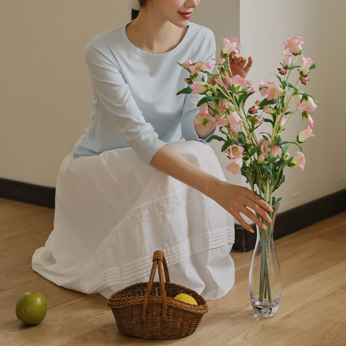 Lace pintuck tiered skirt