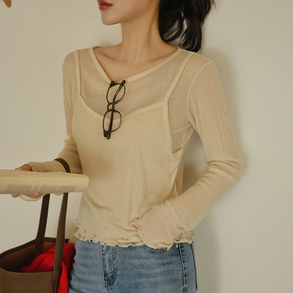 Bustier layered frill tee