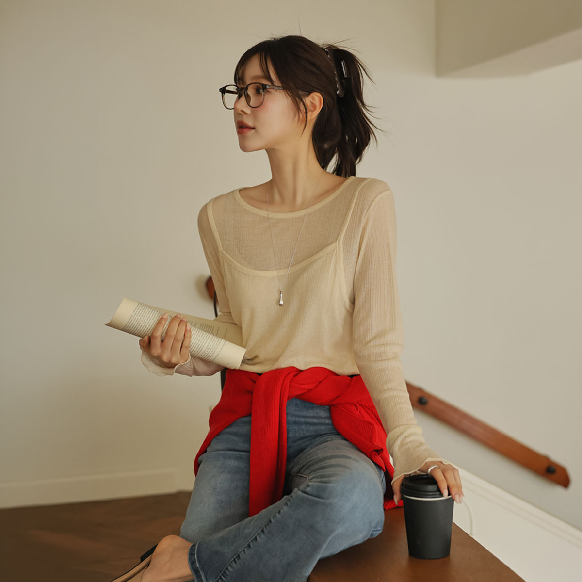 Bustier layered frill tee