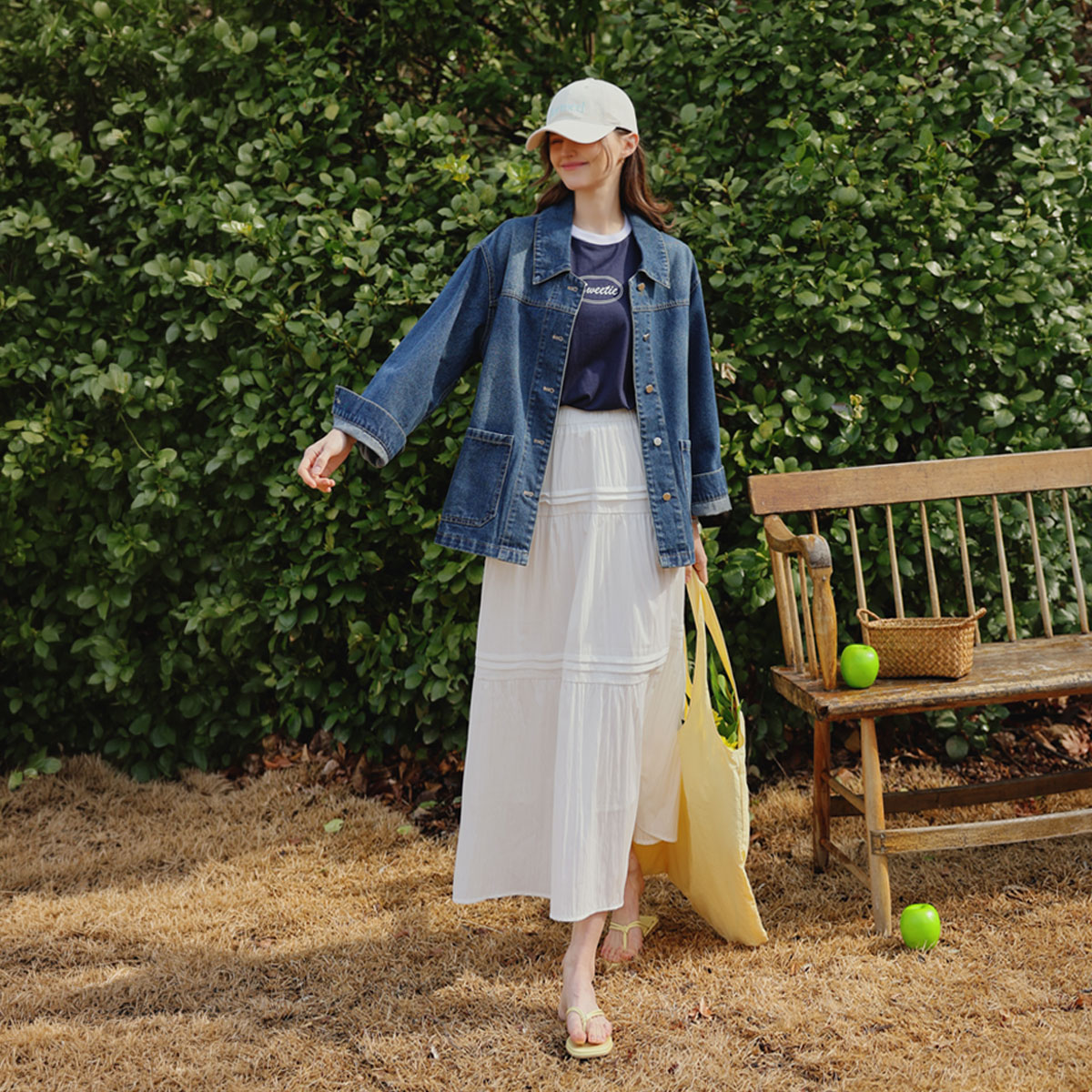 Oversized pocket washing denim jacket