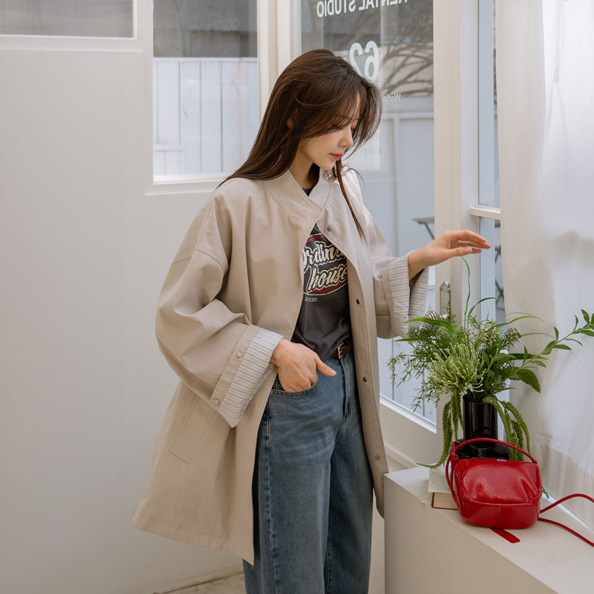 loose fit trench parka