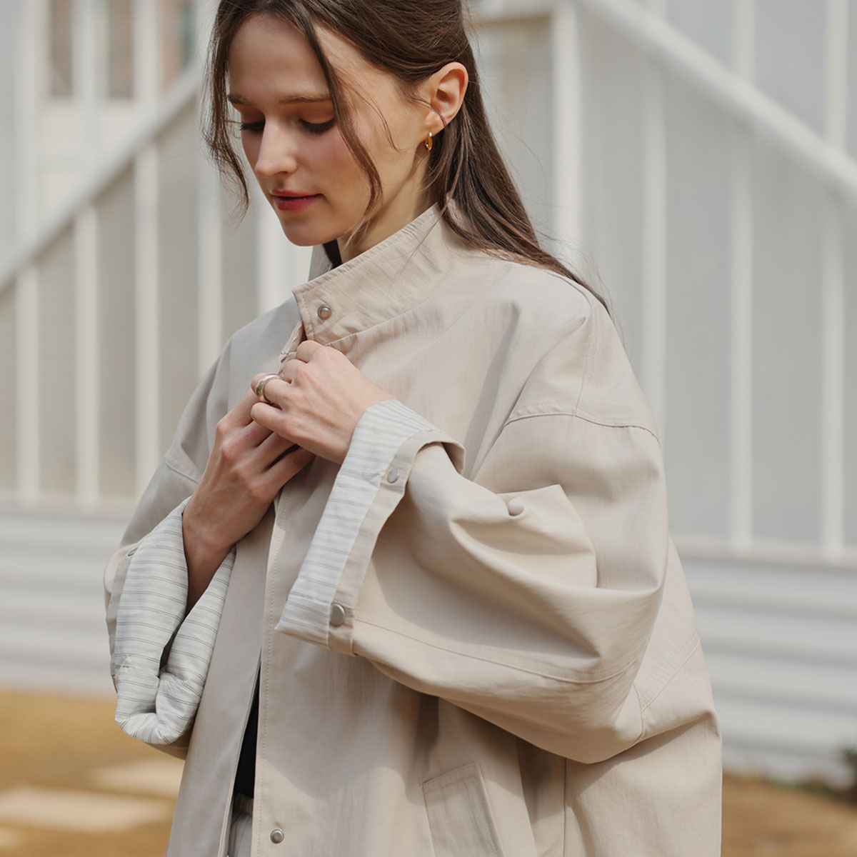 loose fit trench parka