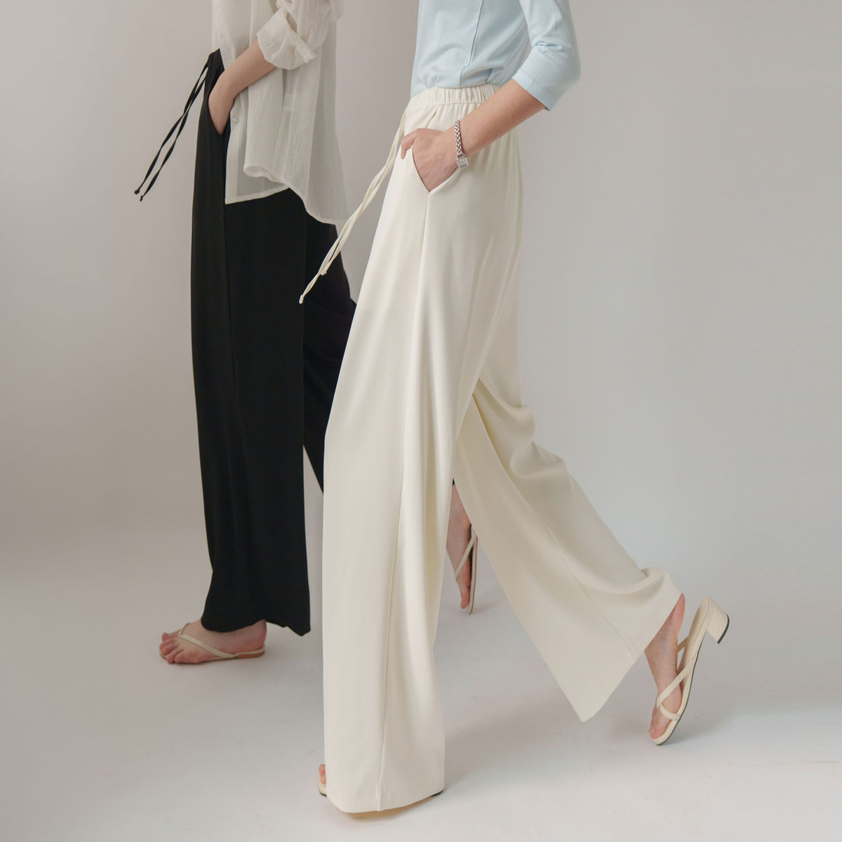 2 Types Wrinkle-Free Silky Pants