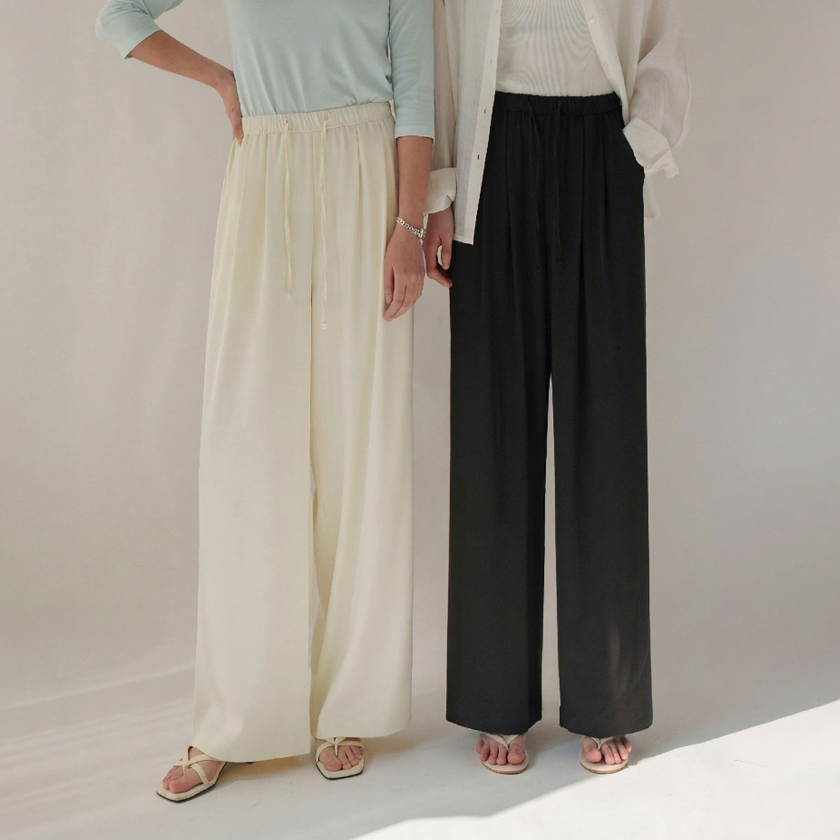 2 Types Wrinkle-Free Silky Pants