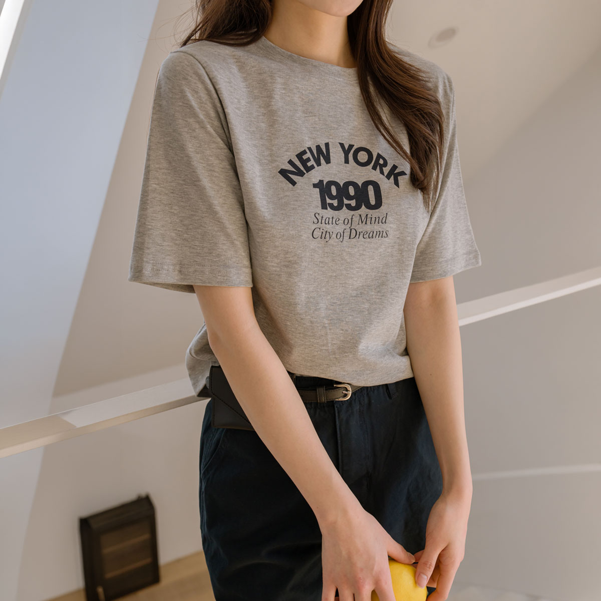 New York Lettering Spandex Short Sleeve T-shirt