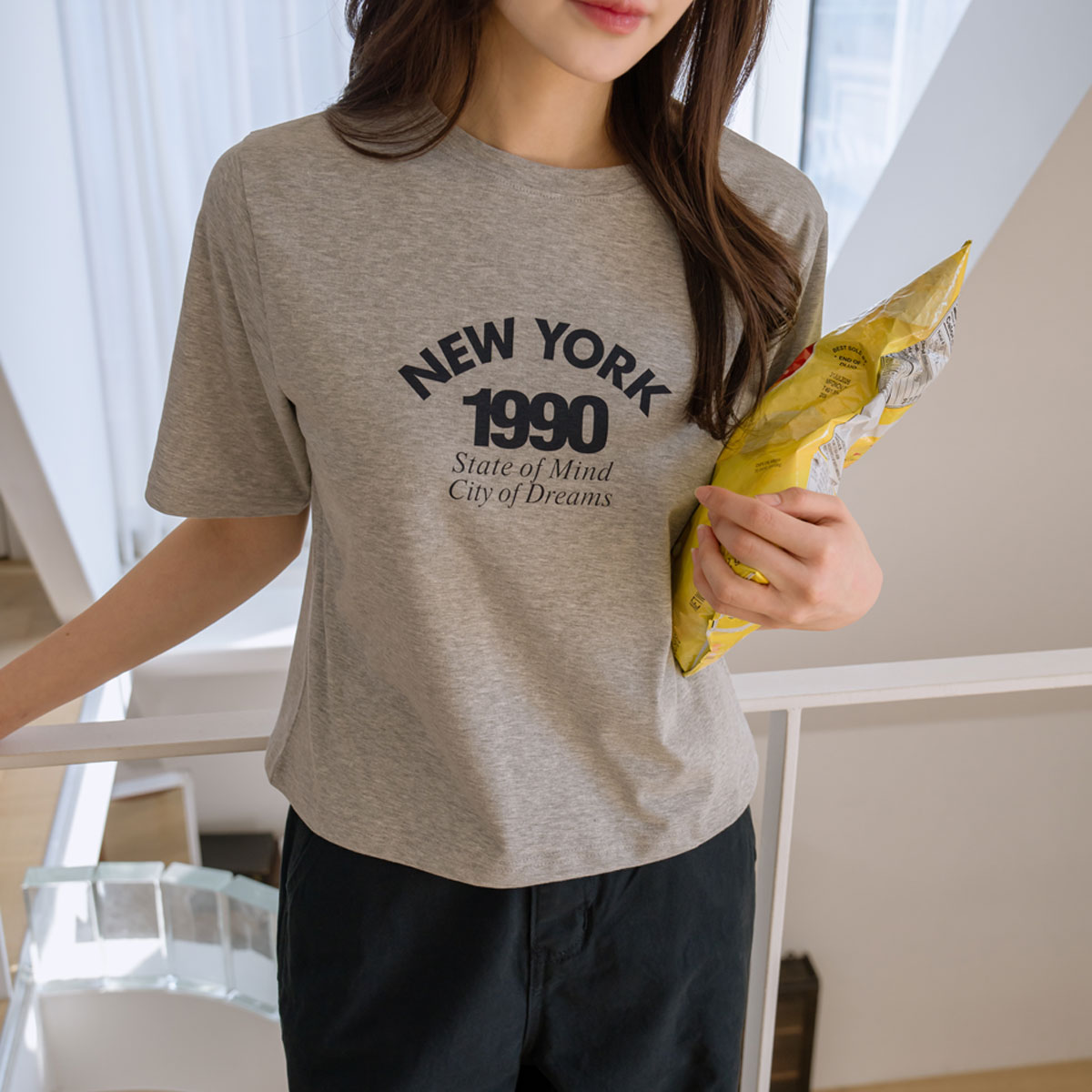 New York Lettering Spandex Short Sleeve T-shirt