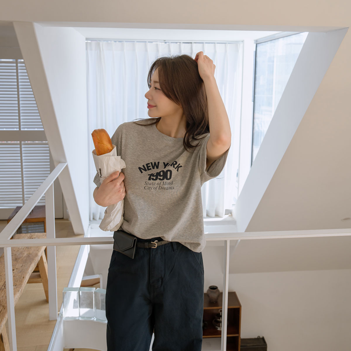 New York Lettering Spandex Short Sleeve T-shirt