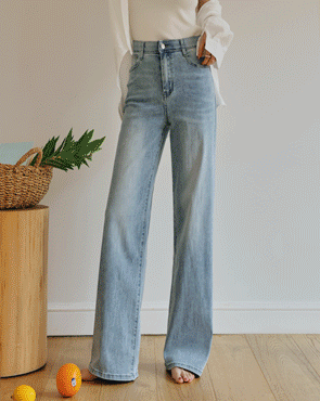 Jelly tension lower body cover air denim pants