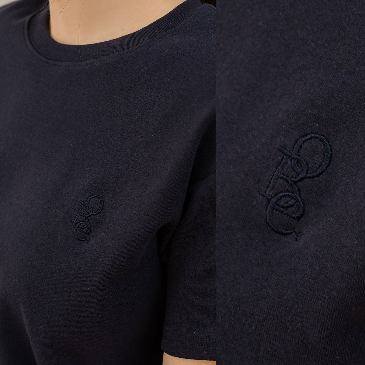 <b>[Special 2-Piece Deal]</b> Basic Embroidered Stretch Short Sleeve Tee