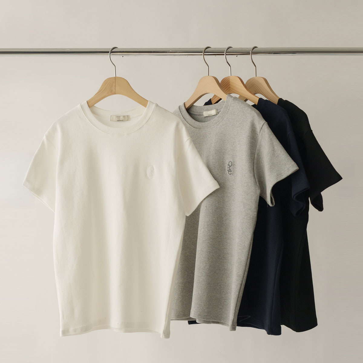 <b>[Special 2-Piece Deal]</b> Basic Embroidered Stretch Short Sleeve Tee