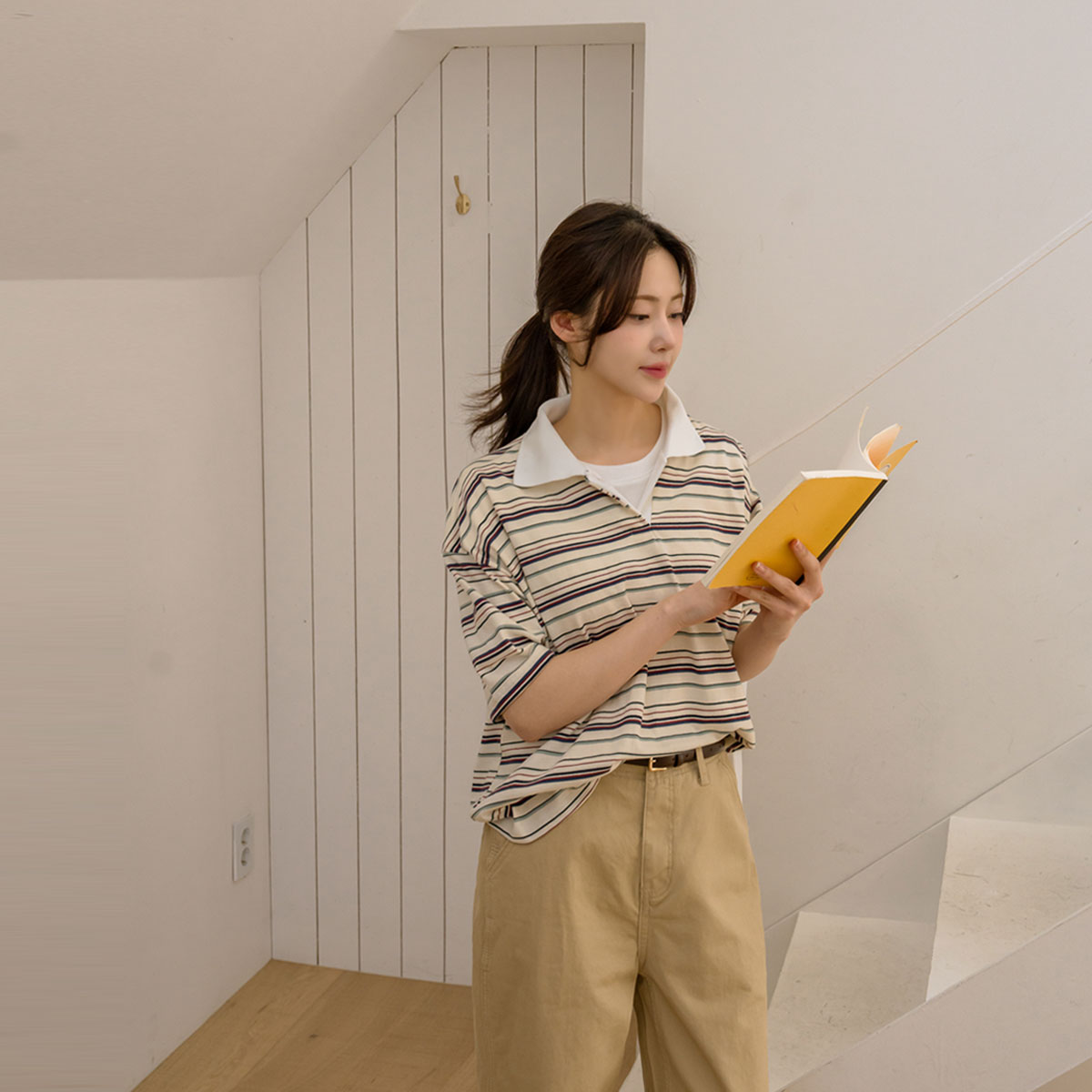 Multistripe button-down collared shirt