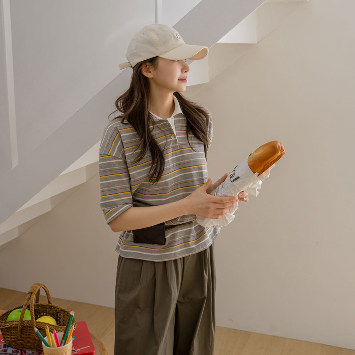 Multistripe button-down collared shirt