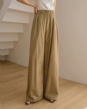 Light cotton two-way elasticated wide pants