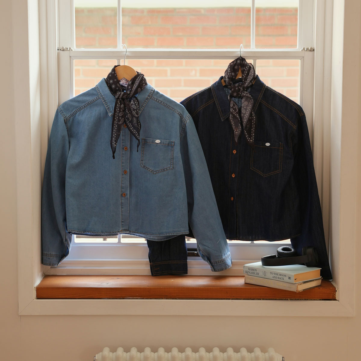 scarf set denim shirt