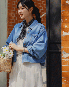 scarf set denim shirt