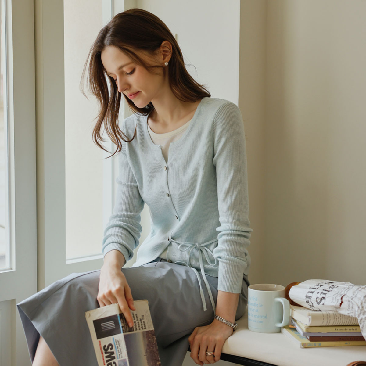 Layered strap color block knit