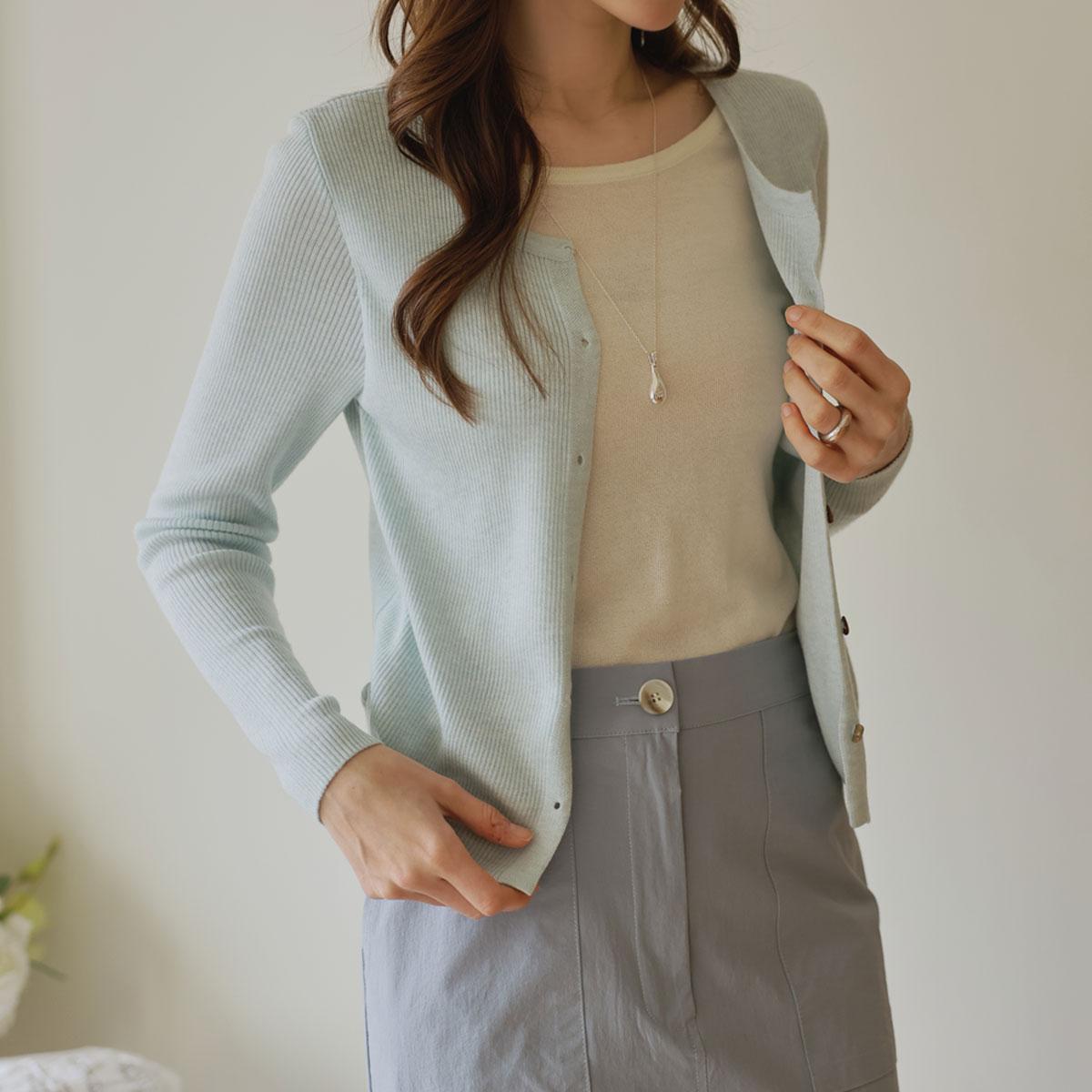 Layered strap color block knit